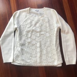 Garnet Hill Lace Front Sweater